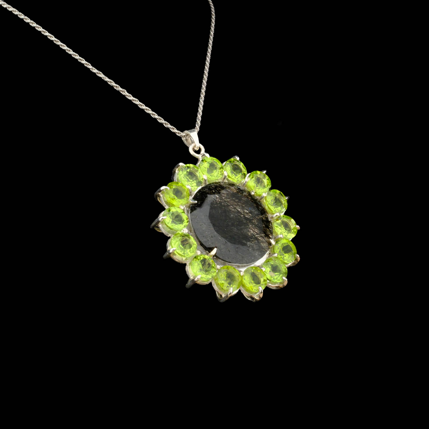 Rutilated Quartz and Peridot Gemstone Necklace Your Gemstone - Main Image