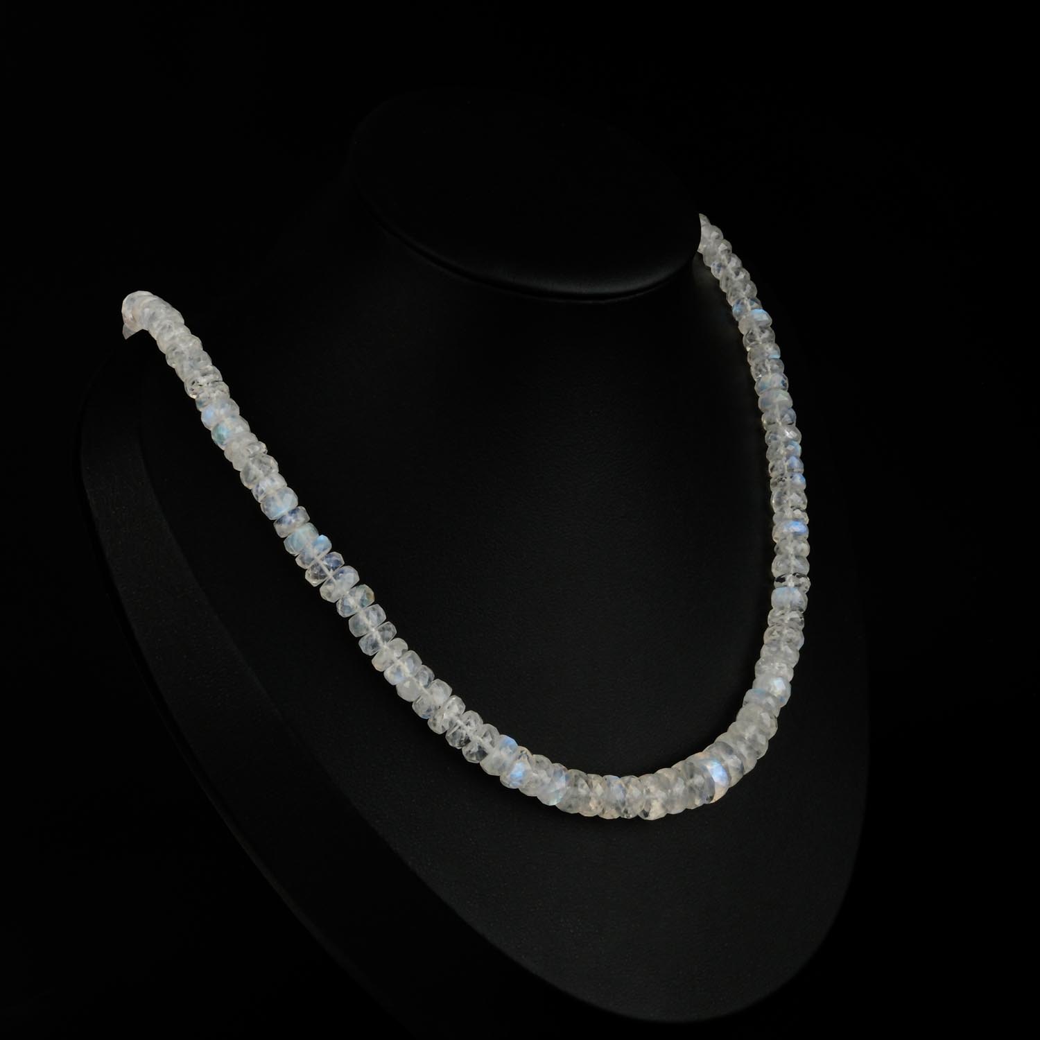 collar-piedra-luna-arcoiris-rondel-5a Collar de piedra de luna arcoíris 5A+ con cuentas rondel facetadas y cierre de plata 925