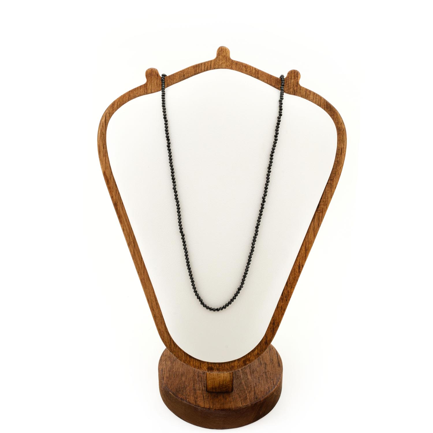 collier-spinelle-noir-facette-2mm Collier délicat de 2mm en perles de spinelle noir facettées