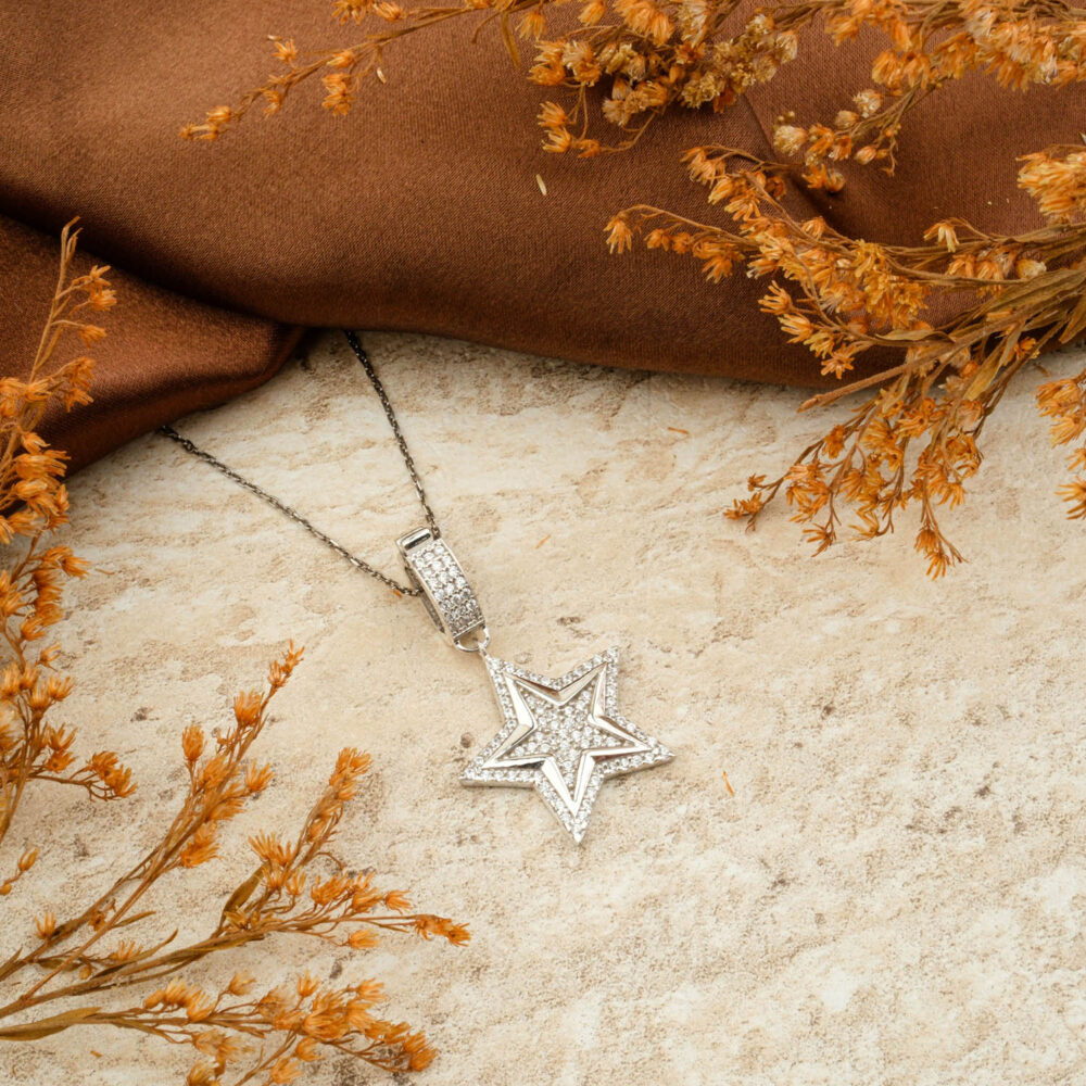 Handmade copper wire-wrap pendant with a large, pear-cut yellow Citrine stone, on a brown background.