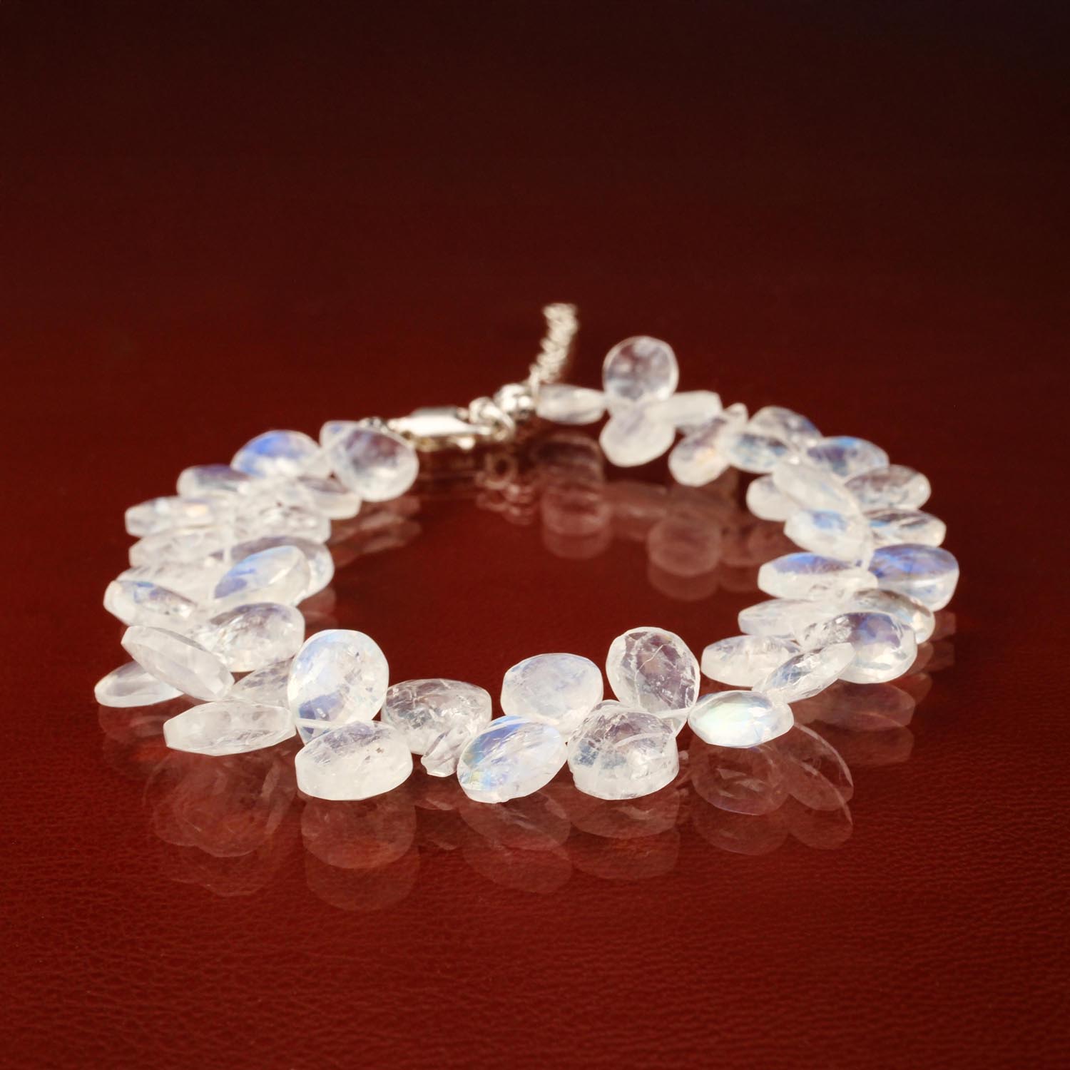 pulsera-piedra-luna-arcoiris-lagrima-plata-925 Pulsera de piedra de luna arcoíris 5A+ con cuentas de lágrima y cierre de plata 925