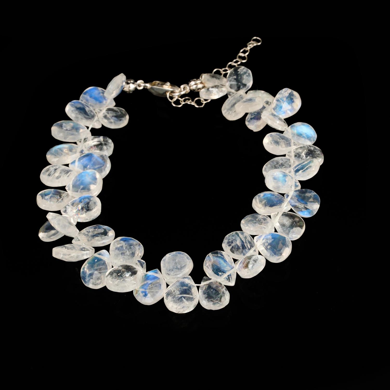 rengli-ay-dasi-bilerzik-damla-model-gumus-925 5A+ rəngli ay daşı bilərzik, fasetli damla muncuqlar və 925 gümüş bağlamalı